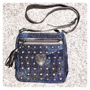 Blue purse/handbag with adjustable strap